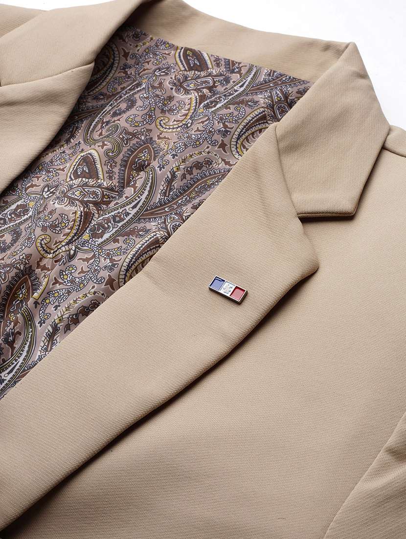 men notched lapel neck solid single breasted casual blazer - 21056131 -  Standard Image - 5