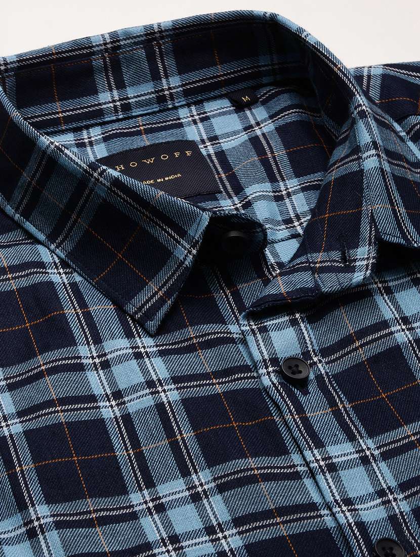 men navy blue regular fit long sleeve casual shirt - 21056150 - Standard Image - 5