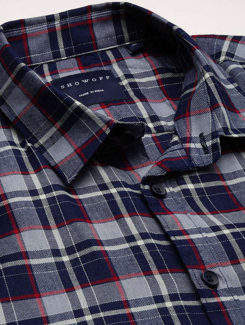men long sleeved checkered casual shirt - 21056154 - Standard Image - 5
