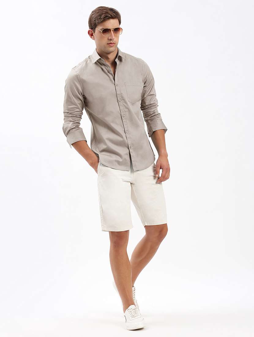 men long sleeved solid casual shirt - 21056158 -  Standard Image - 3