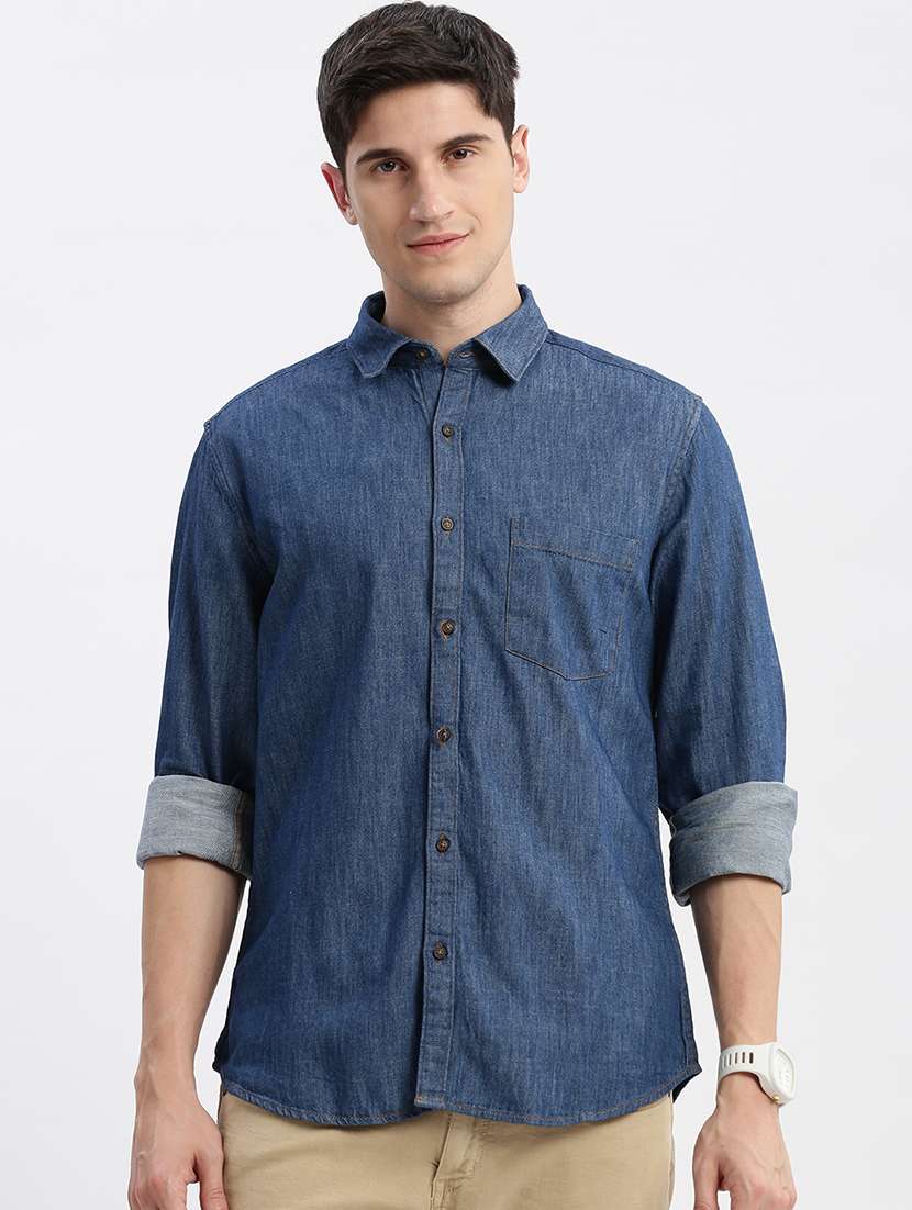 men long sleeved solid casual shirt