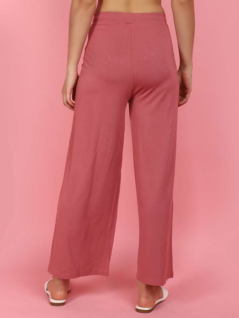 women pink solids palazzos - 21056357 -  Standard Image - 3