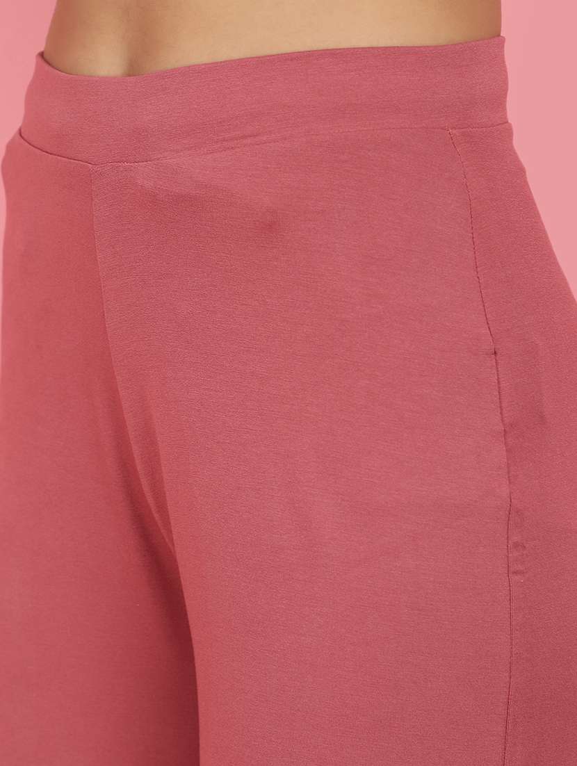 women pink solids palazzos - 21056357 -  Standard Image - 5