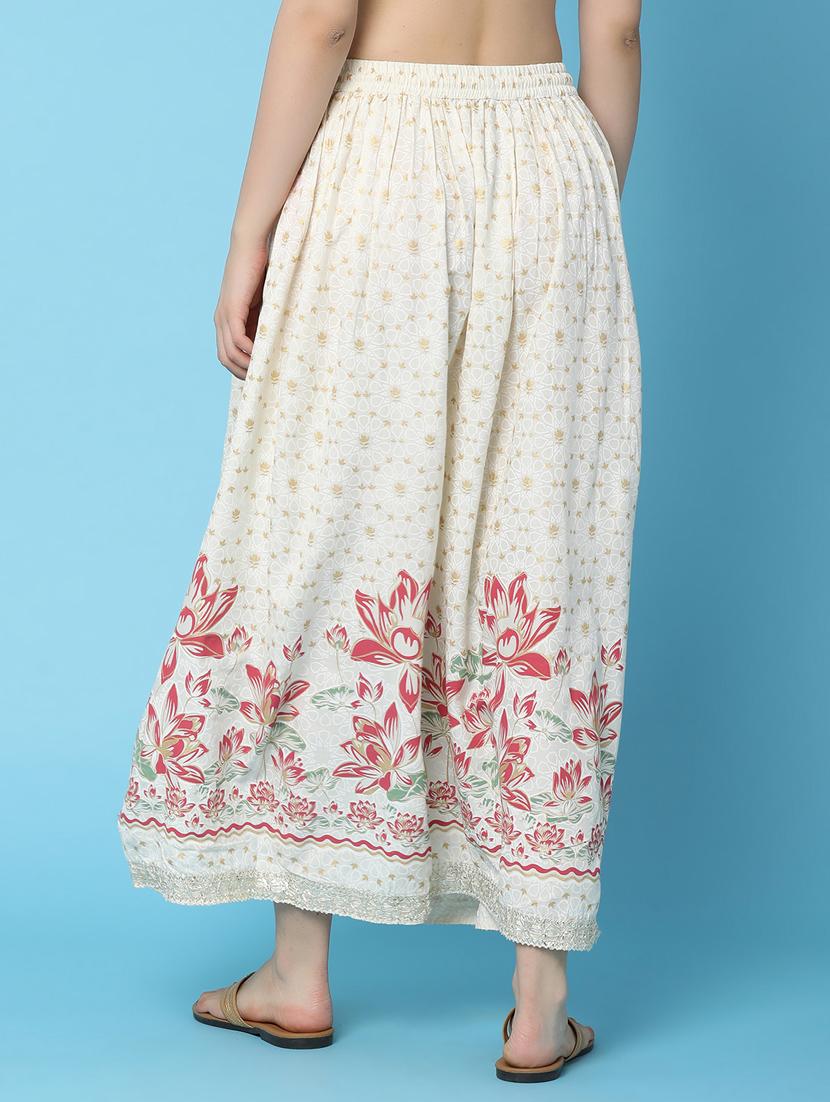 off white rayon flared skirt - 21056361 - Standard Image - 3