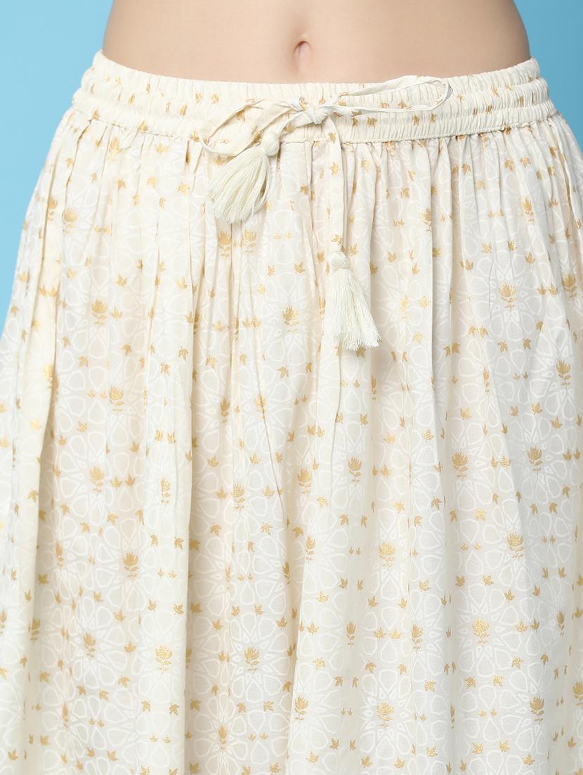 off white rayon flared skirt - 21056361 - Standard Image - 5