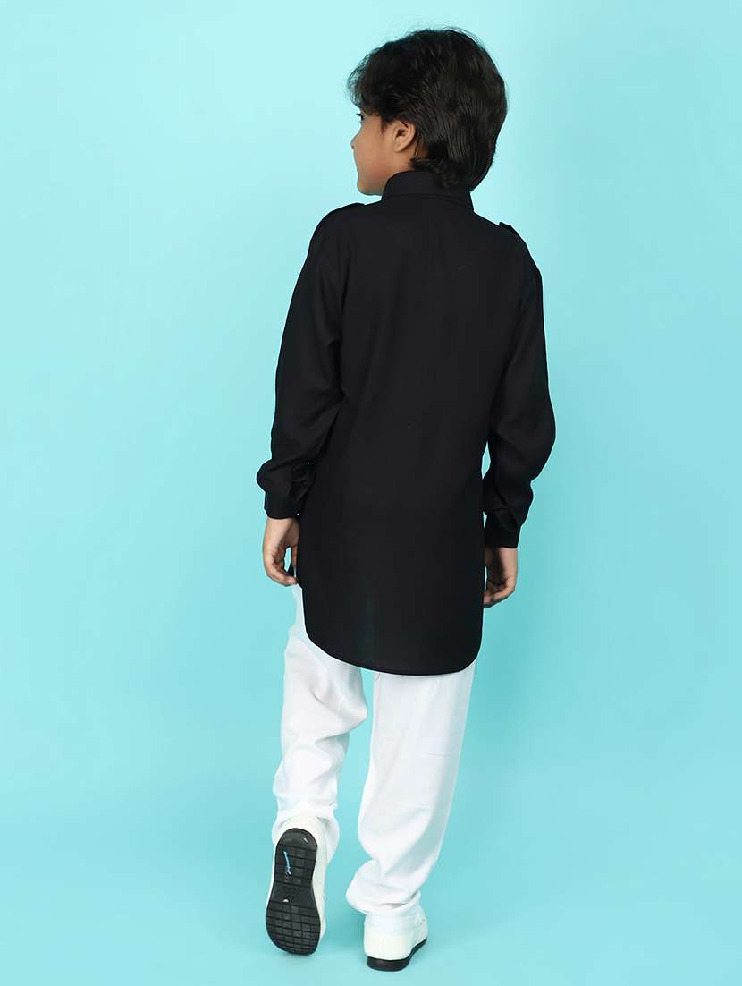 kids solid kurta pyjama set - 21056394 -  Standard Image - 3