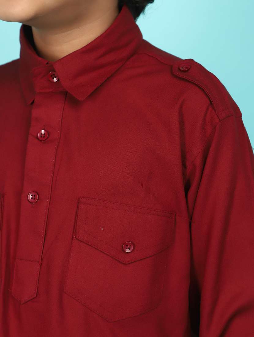 kids solid kurta pyjama set - 21056395 -  Standard Image - 5