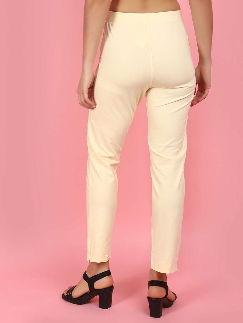cream cotton peg trouser - 21056729 -  Standard Image - 3
