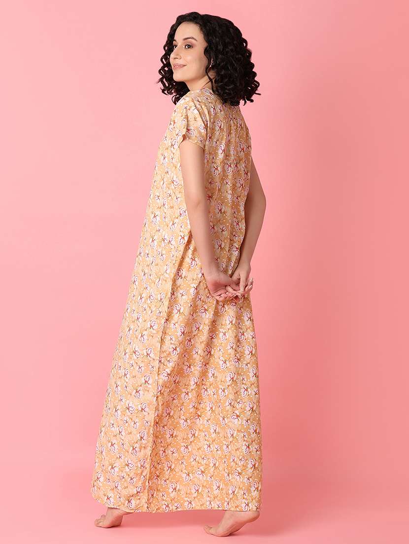 women florals printed short sleeve nighty - 21056751 -  Standard Image - 3