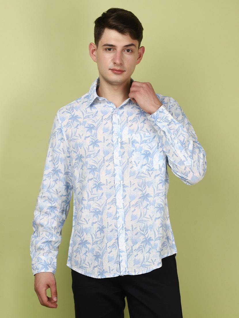 men light blue regular fit long sleeve casual shirt - 21056804 -  Zoom Image - 0
