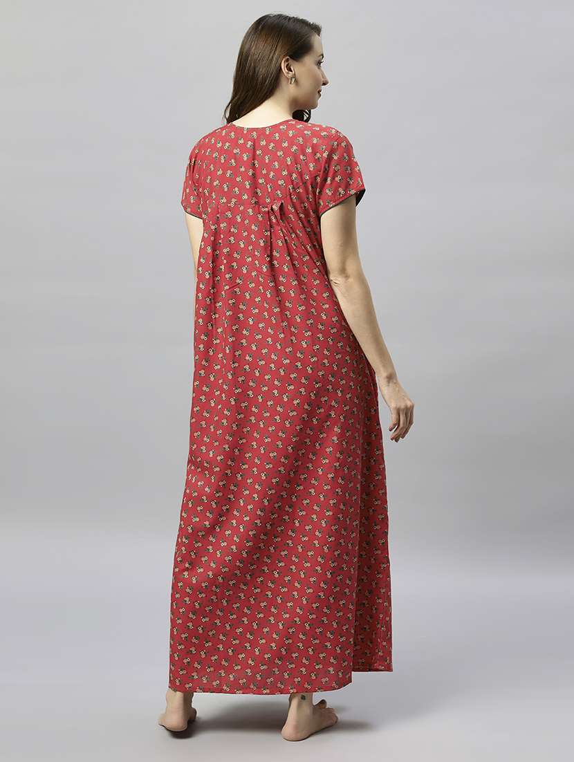 women scoop neck floral printed nighty - 21056941 -  Standard Image - 3