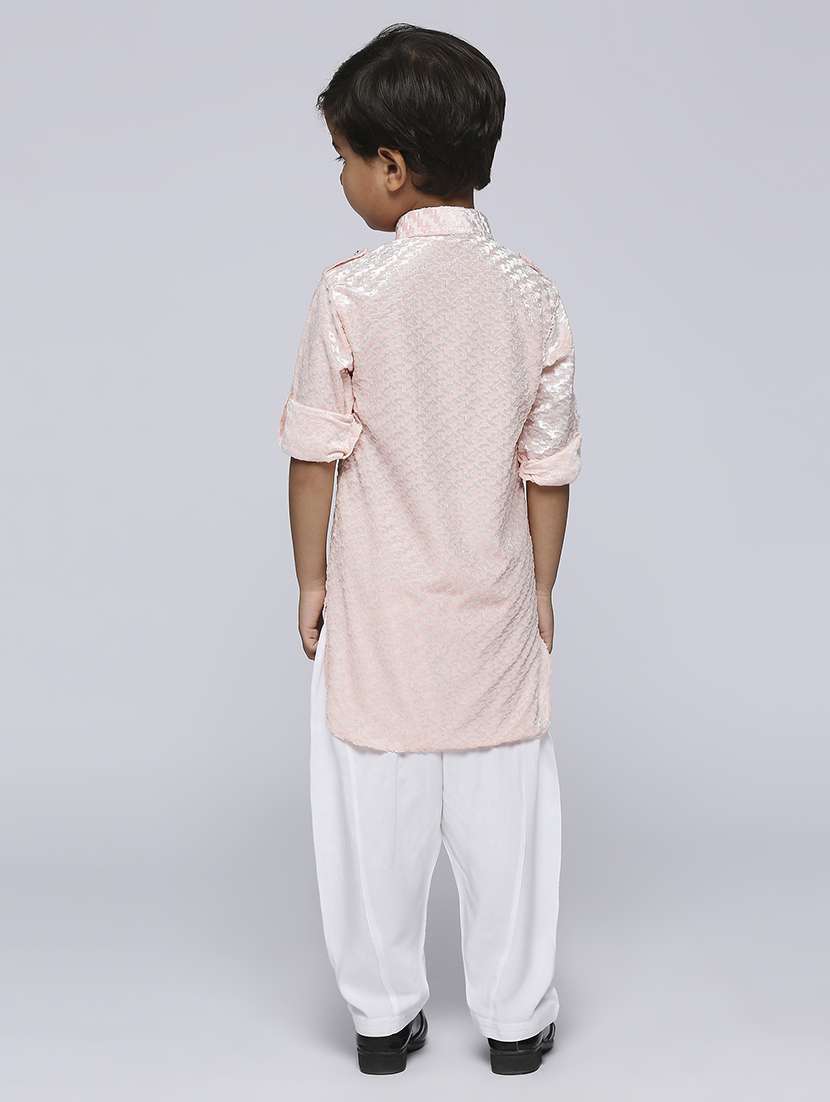 boys self design kurta & bottom set - 21057479 -  Standard Image - 3