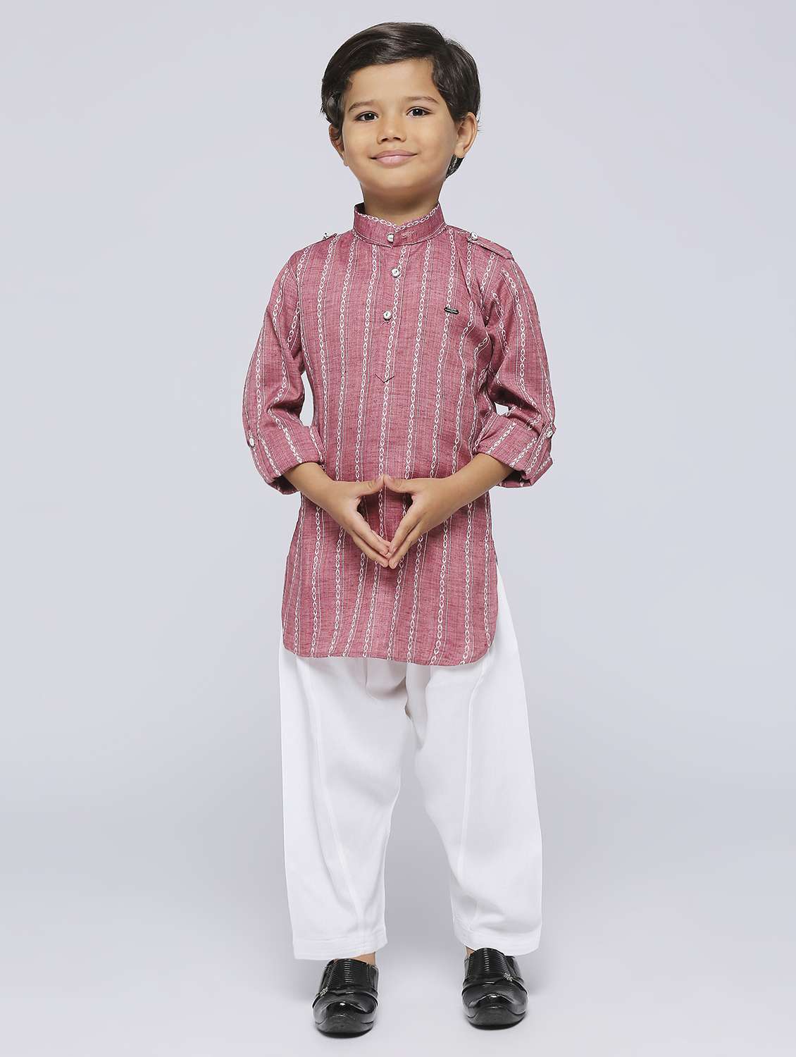 boys striped kurta & bottom set