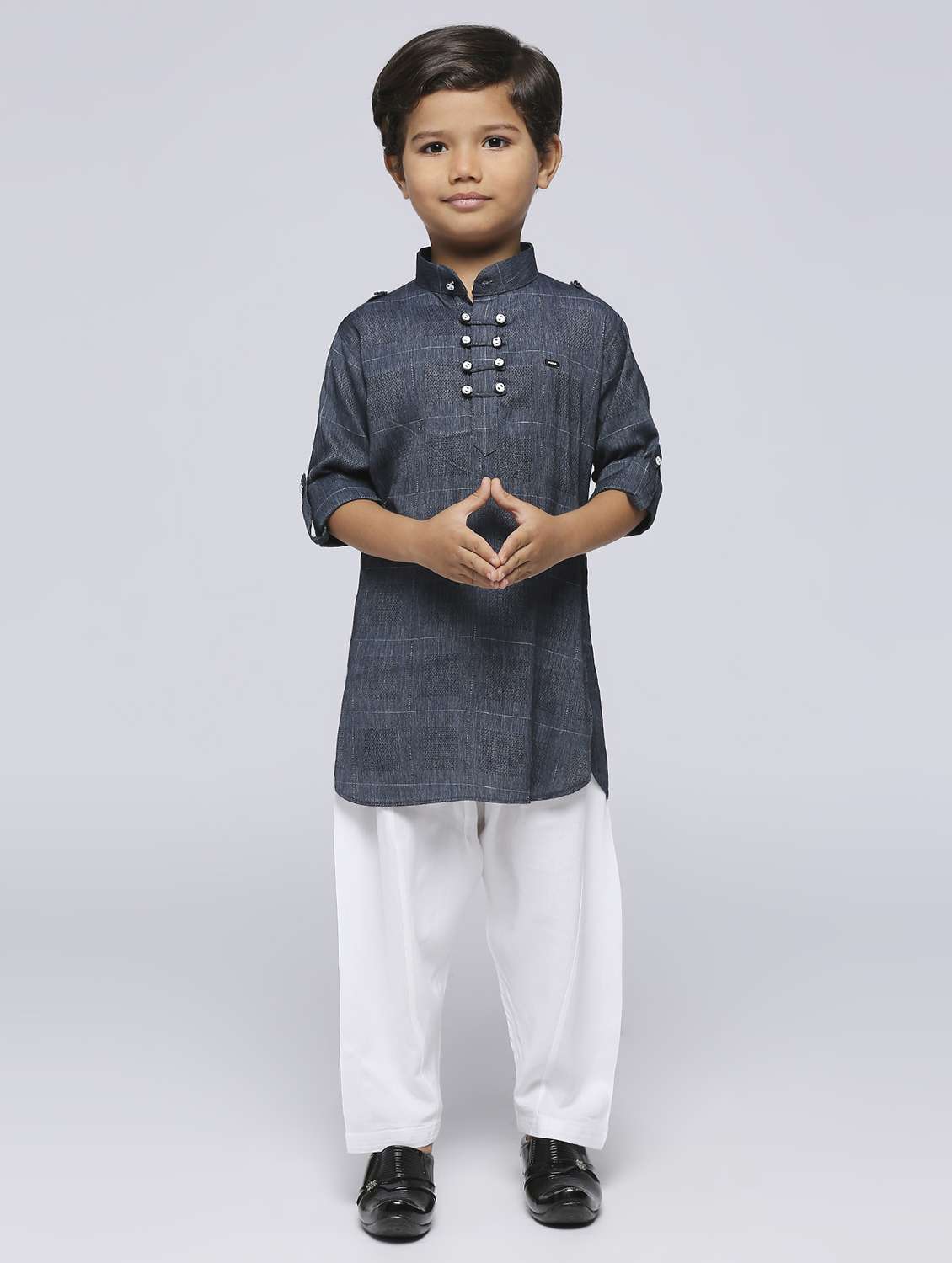 boys self design kurta & bottom set