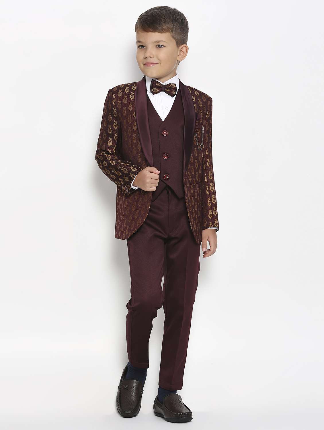 boys self design five piece suit set