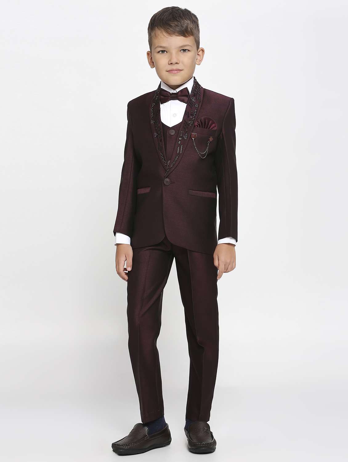 boys embroidered five piece suit set