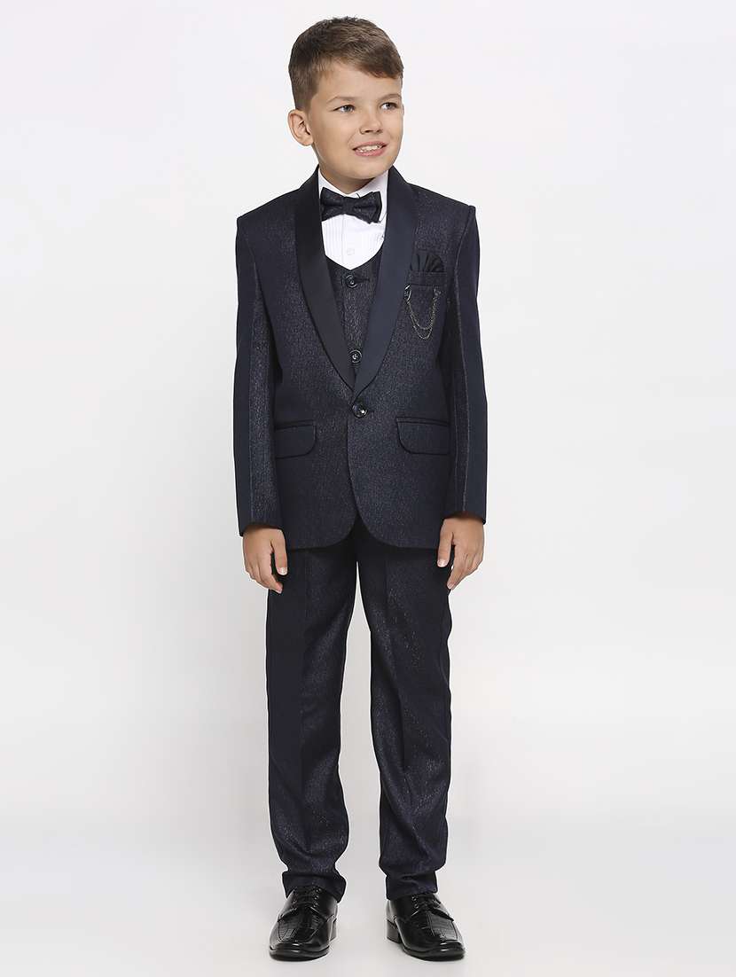 blue cotton blend suit set