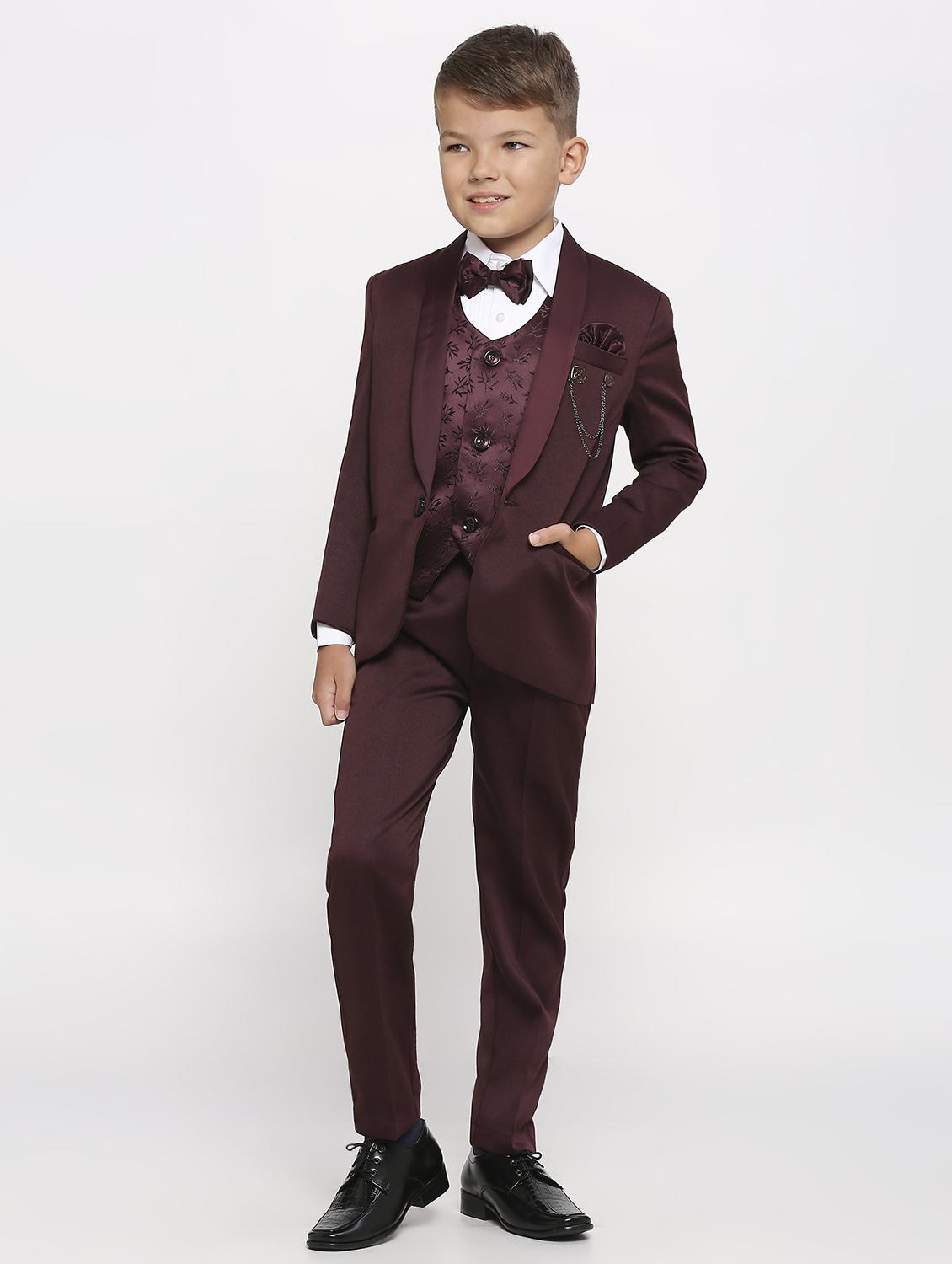 boys solid with work 5 piece suit set