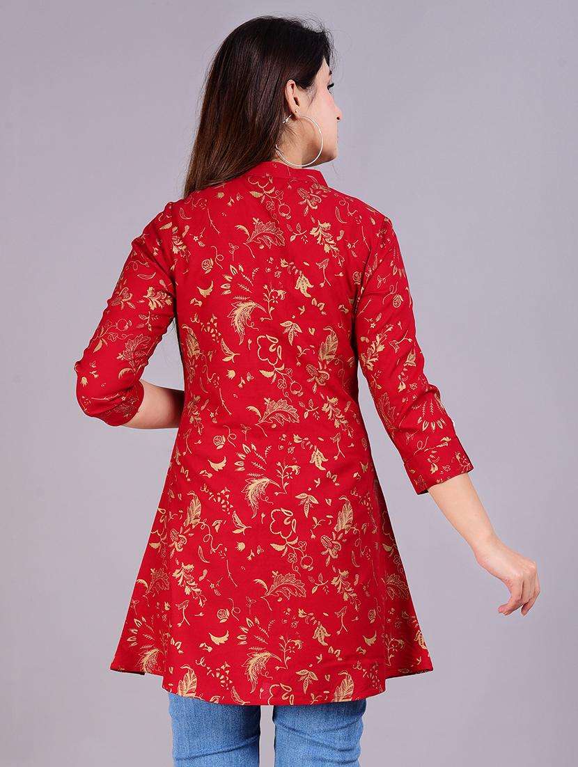 women maroon floral printed a-line kurti - 21057651 -  Standard Image - 3