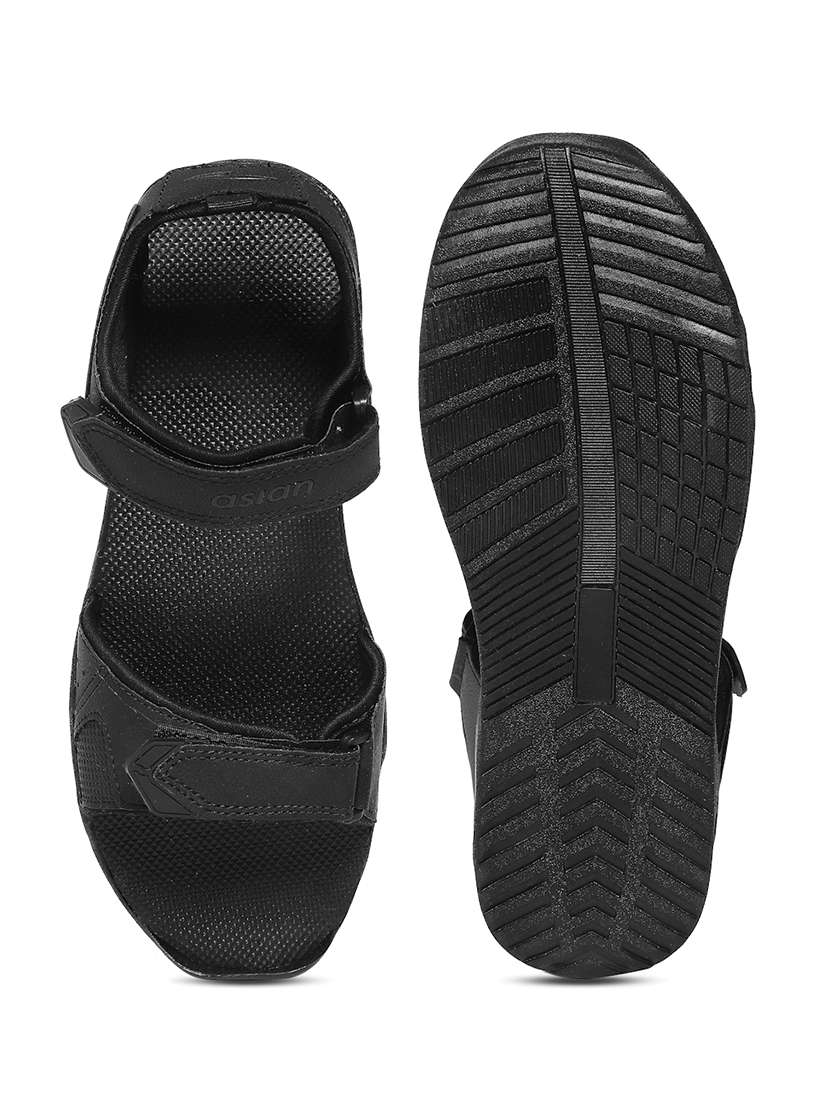 black synthetic & mesh back strap floaters - 21057704 -  Standard Image - 3