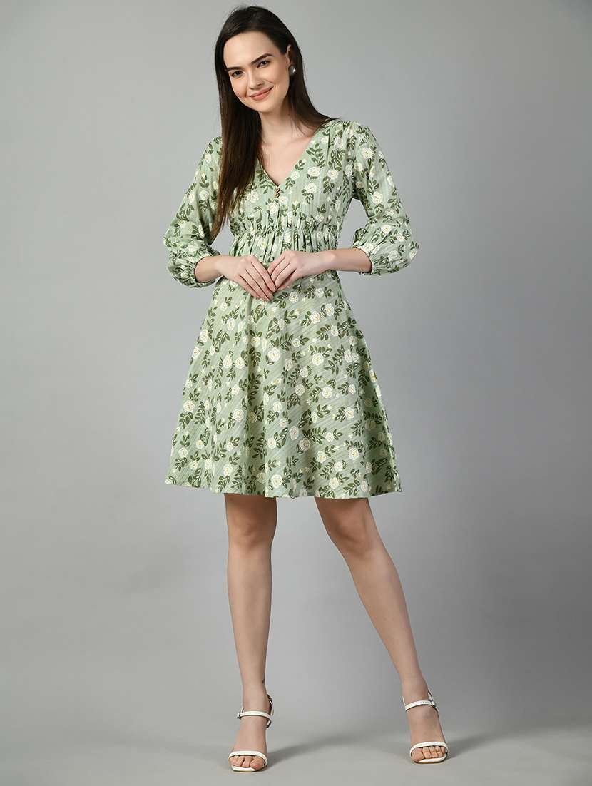women green floral printed fit & flare dress - 21057786 -  Zoom Image - 0