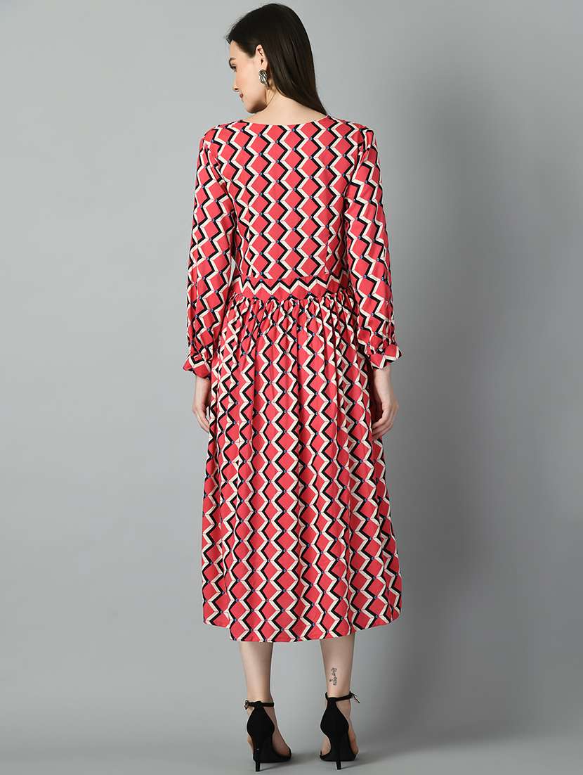 women pink printed detailed midi dress - 21057794 -  Standard Image - 3