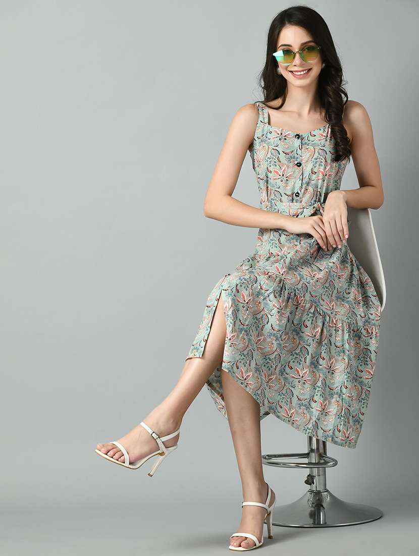 women green floral printed midi dress - 21057808 -  Standard Image - 3