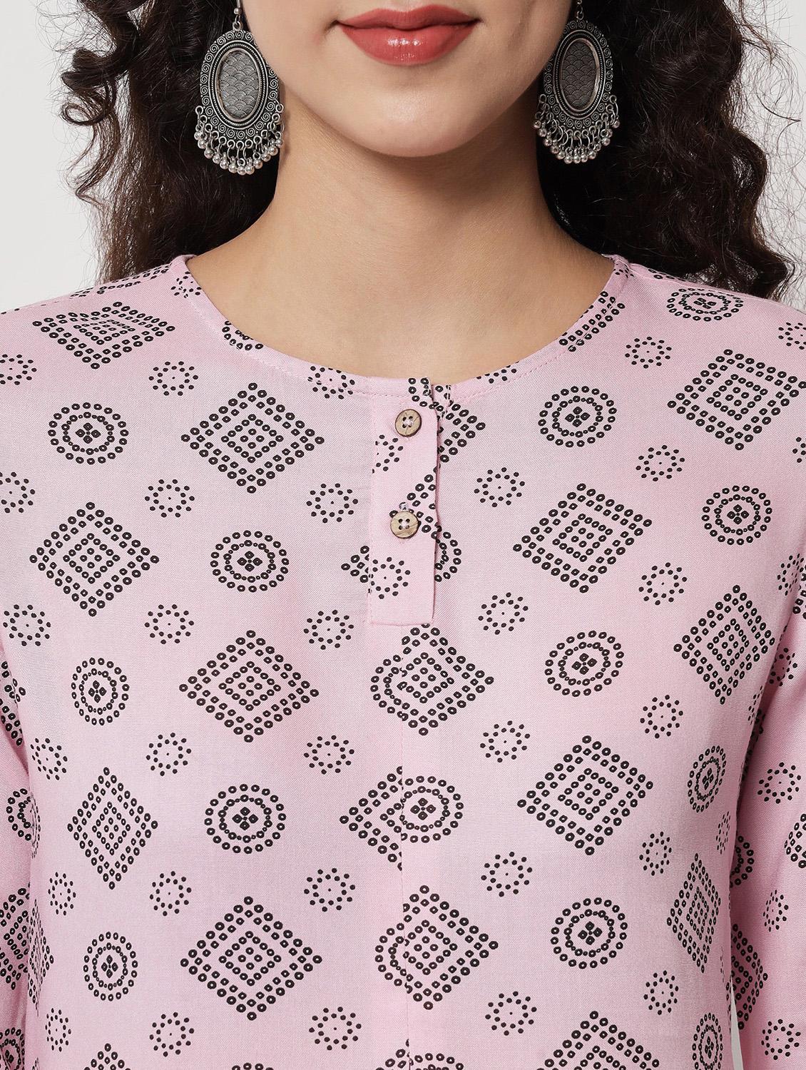 beige printed cotton short kurti - 21057941 - Standard Image - 5
