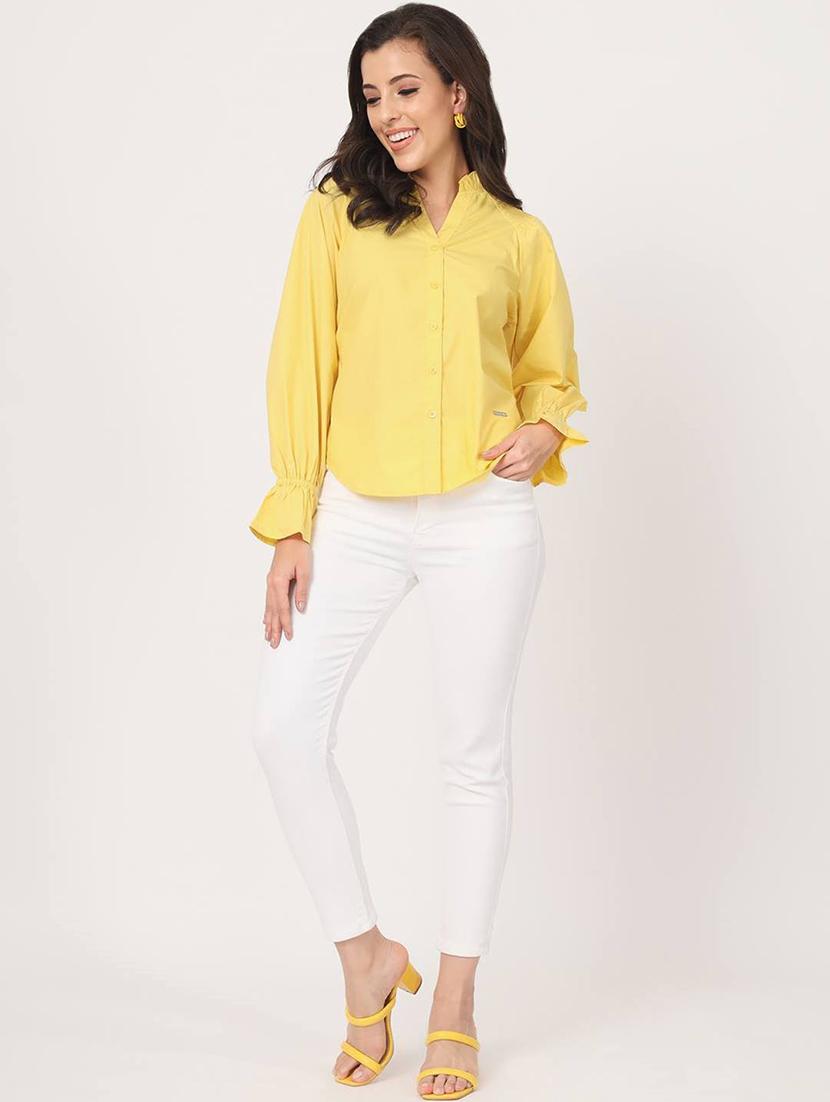 yellow solid regular shirt - 21058018 - Standard Image - 3