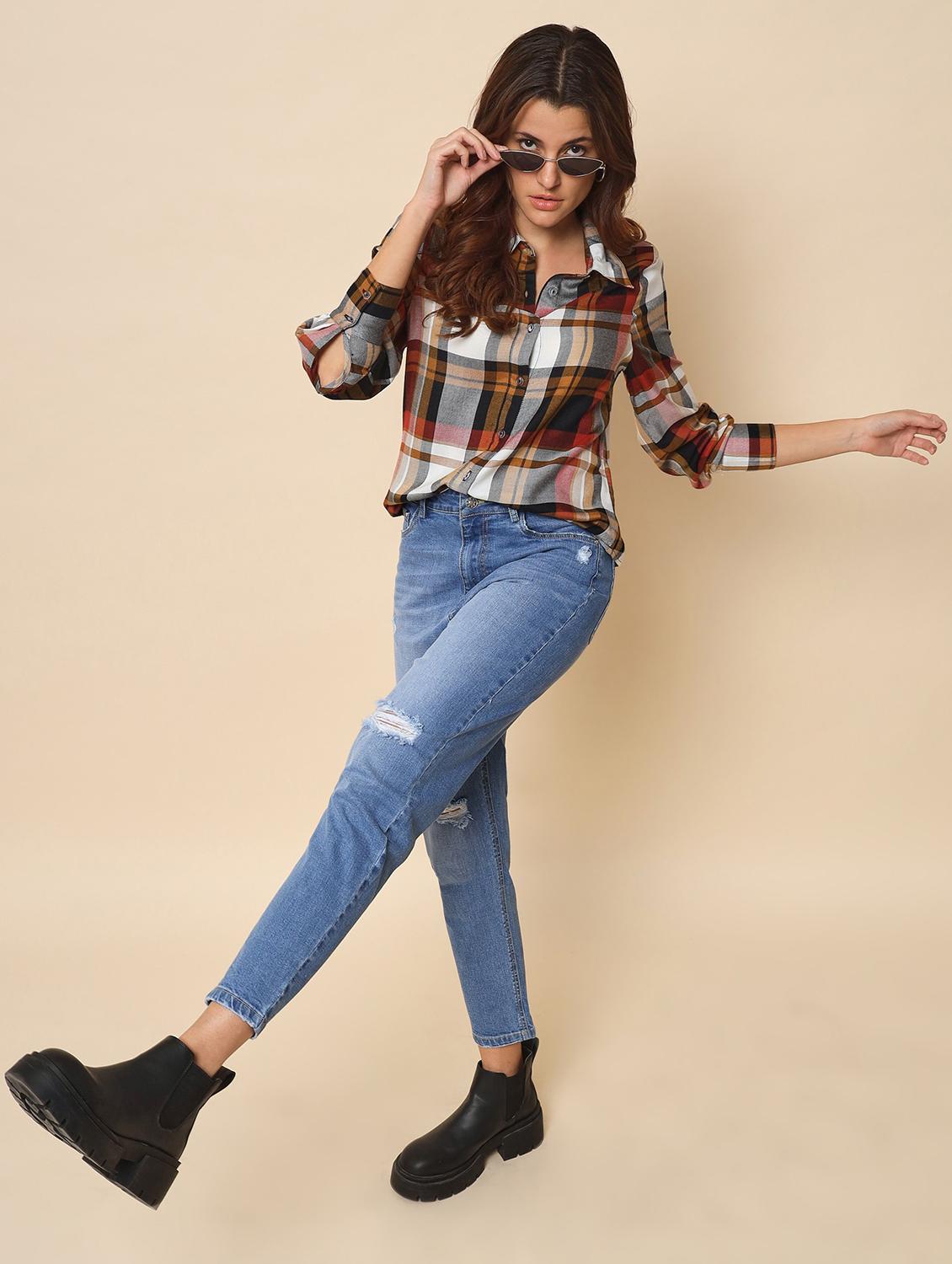 maroon checkered regular shirt - 21058026 - Standard Image - 3