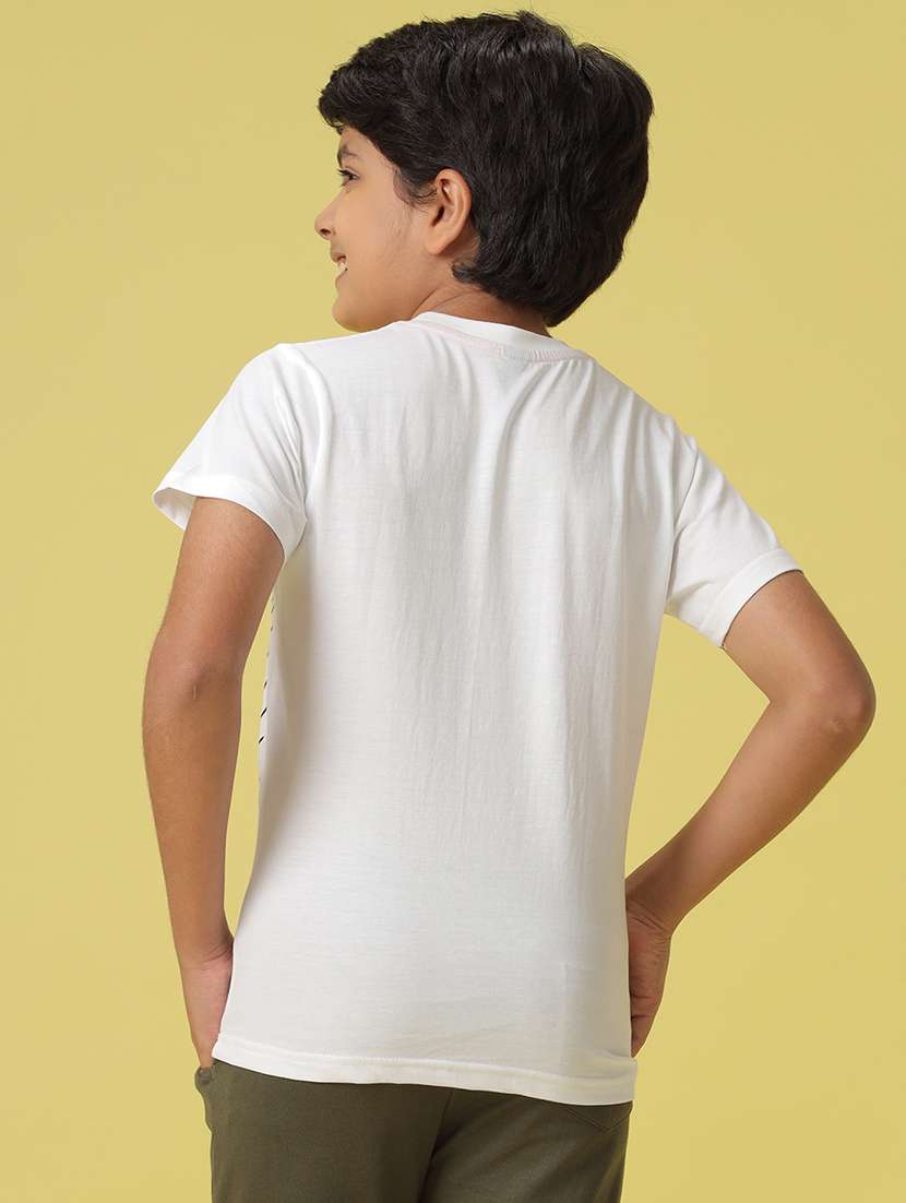 white round neck front print t-shirt - 21058101 -  Standard Image - 3