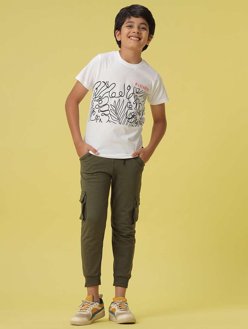 white round neck front print t-shirt - 21058101 -  Standard Image - 5