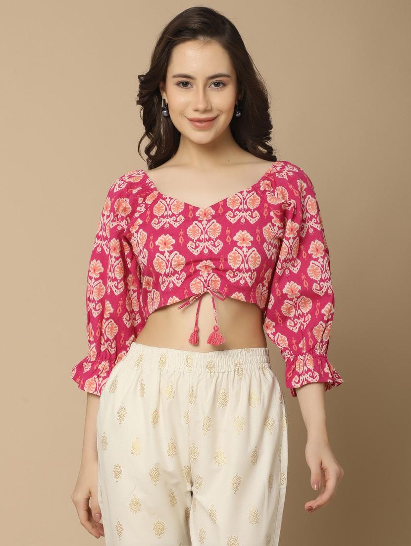 pink cotton crop top - 21058153 -  Zoom Image - 0
