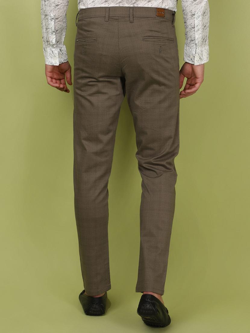 olive cotton flat front casual trousers - 21058218 - Standard Image - 3