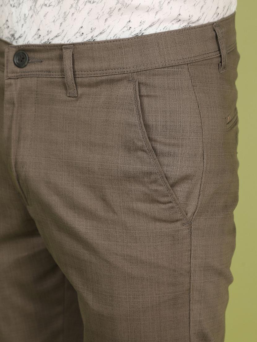 olive cotton flat front casual trousers - 21058218 - Standard Image - 5