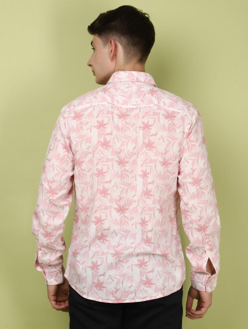 men pink regular fit floral printed casual shirt - 21058238 - Standard Image - 3
