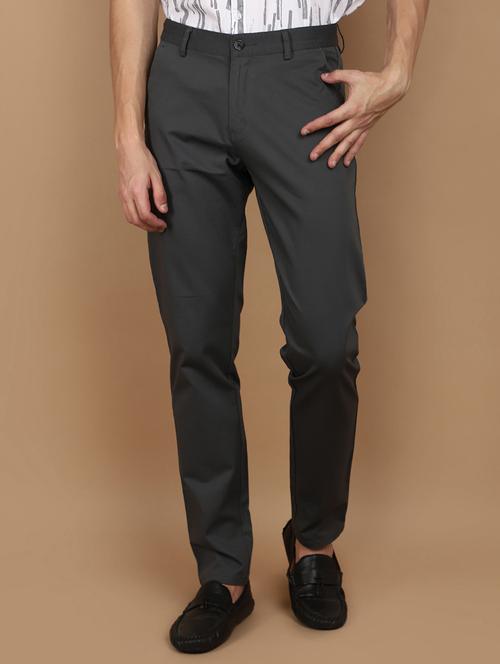 grey cotton chinos casual trousers - 21058255 -  Standard Image - 0