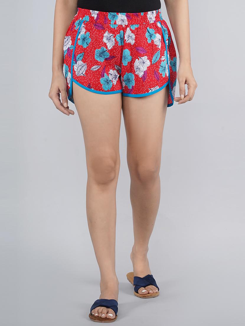 women red floral printed regular shorts - 21058724 - Zoom Image - 0