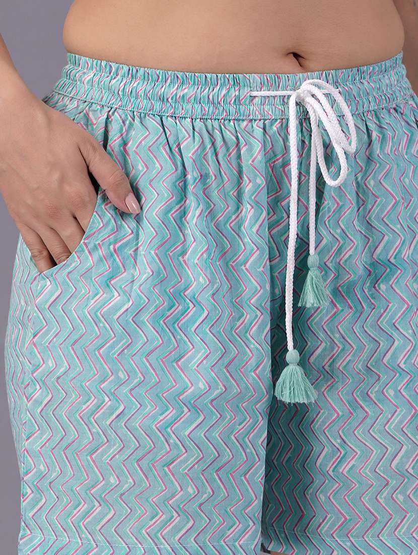 women light blue printed regular shorts - 21058732 -  Standard Image - 3