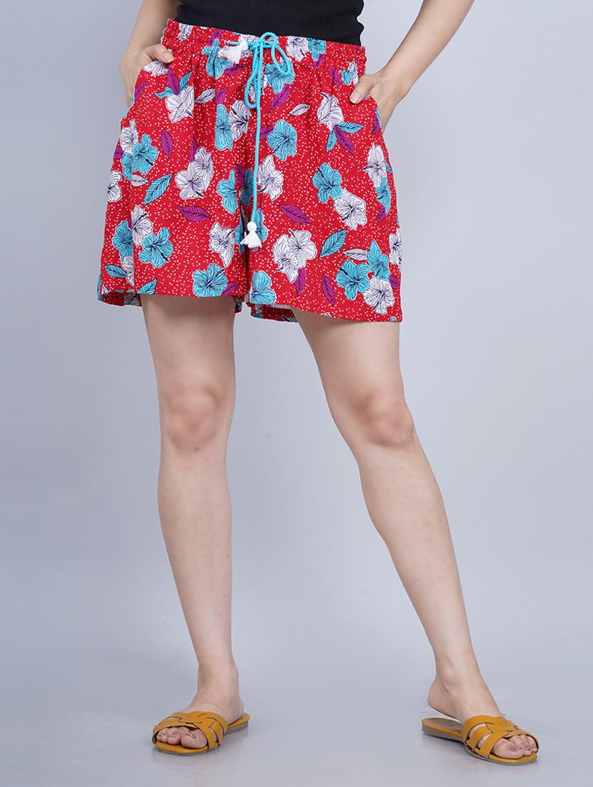 women red floral printed regular shorts - 21058738 - Zoom Image - 0