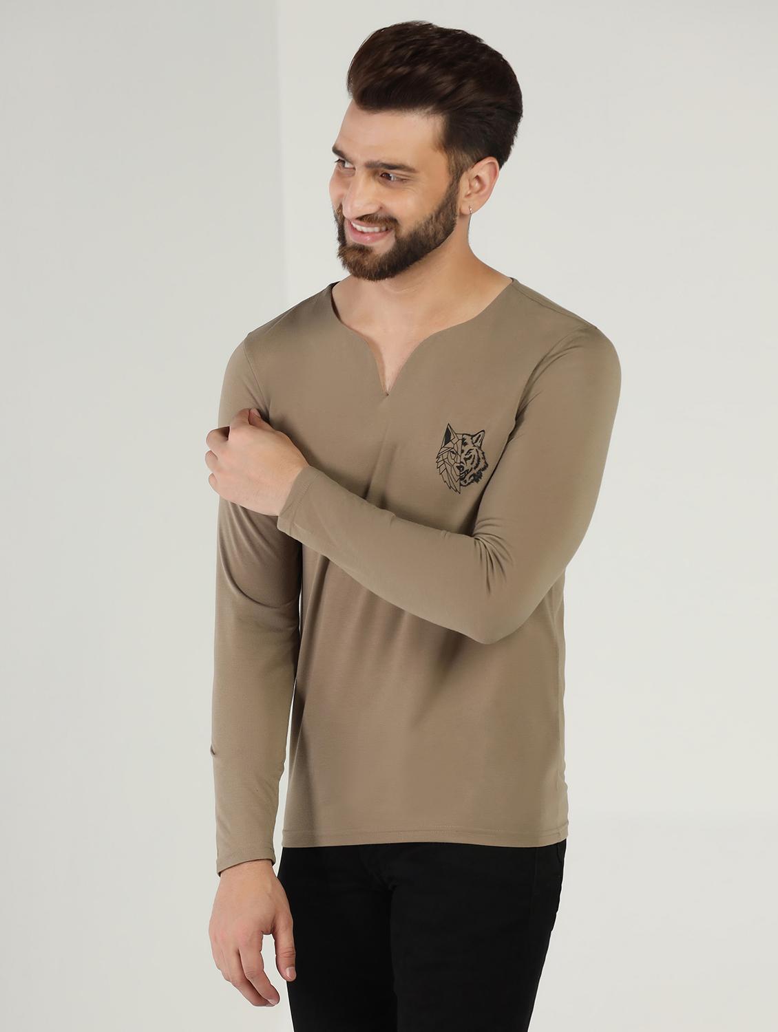 men v-neck solid color t-shirt - 21058939 -  Zoom Image - 0