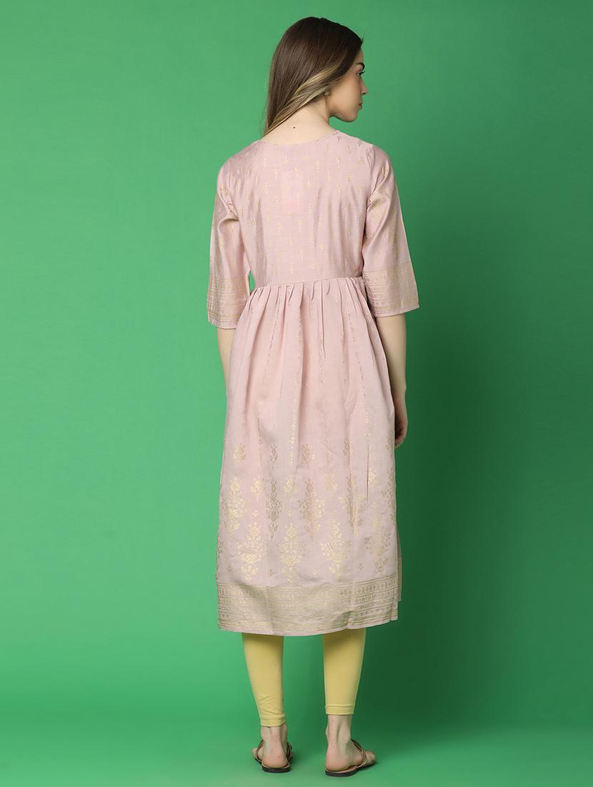 women beige round neck a-line kurta - 21059021 - Standard Image - 3