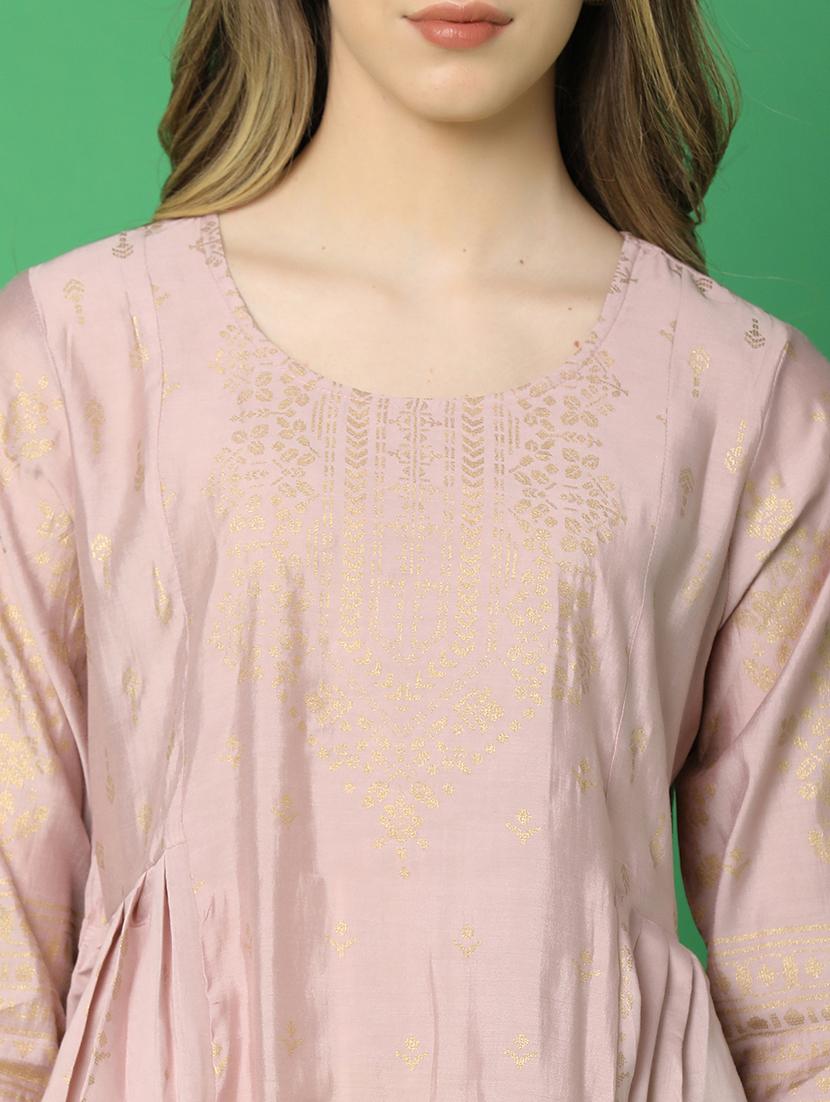 women beige round neck a-line kurta - 21059021 - Standard Image - 5