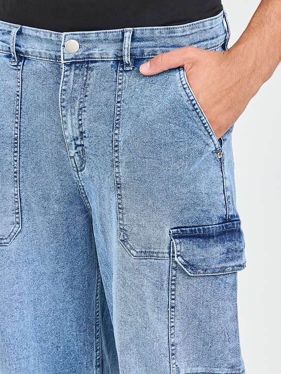 men mid rise solid cargos - 21059218 - Standard Image - 3