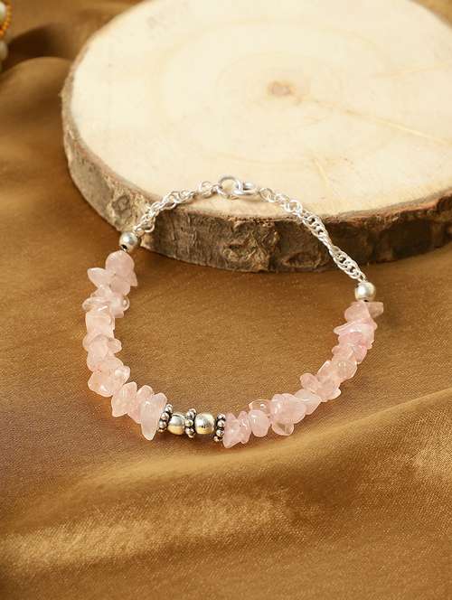 rose quartz metal charms chain bracelet - 21059230 -  Standard Image - 0