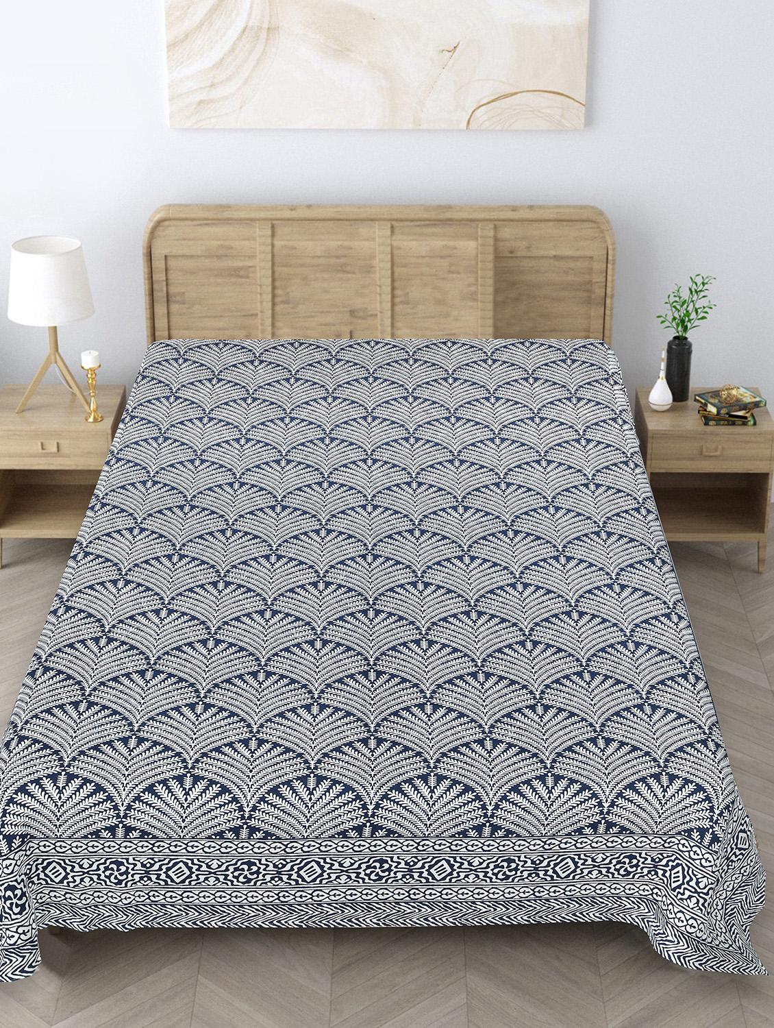 texstylers blue cotton 260 tc floral print 60 x 90 inches single bedsheet - 21059278 - Zoom Image - 0