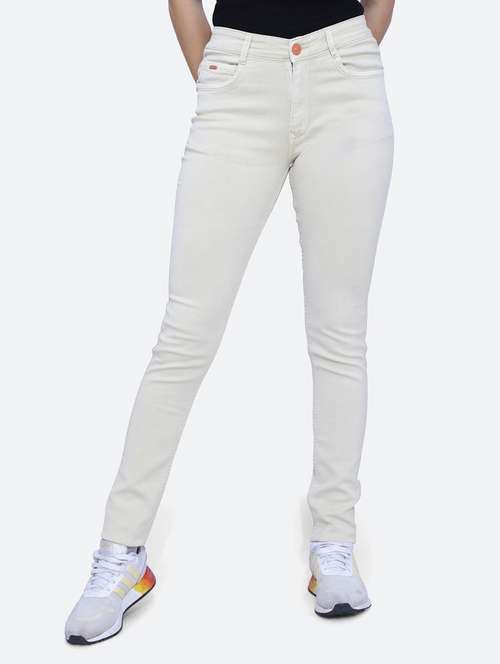 women solid white denim jeans - 21059535 -  Standard Image - 0