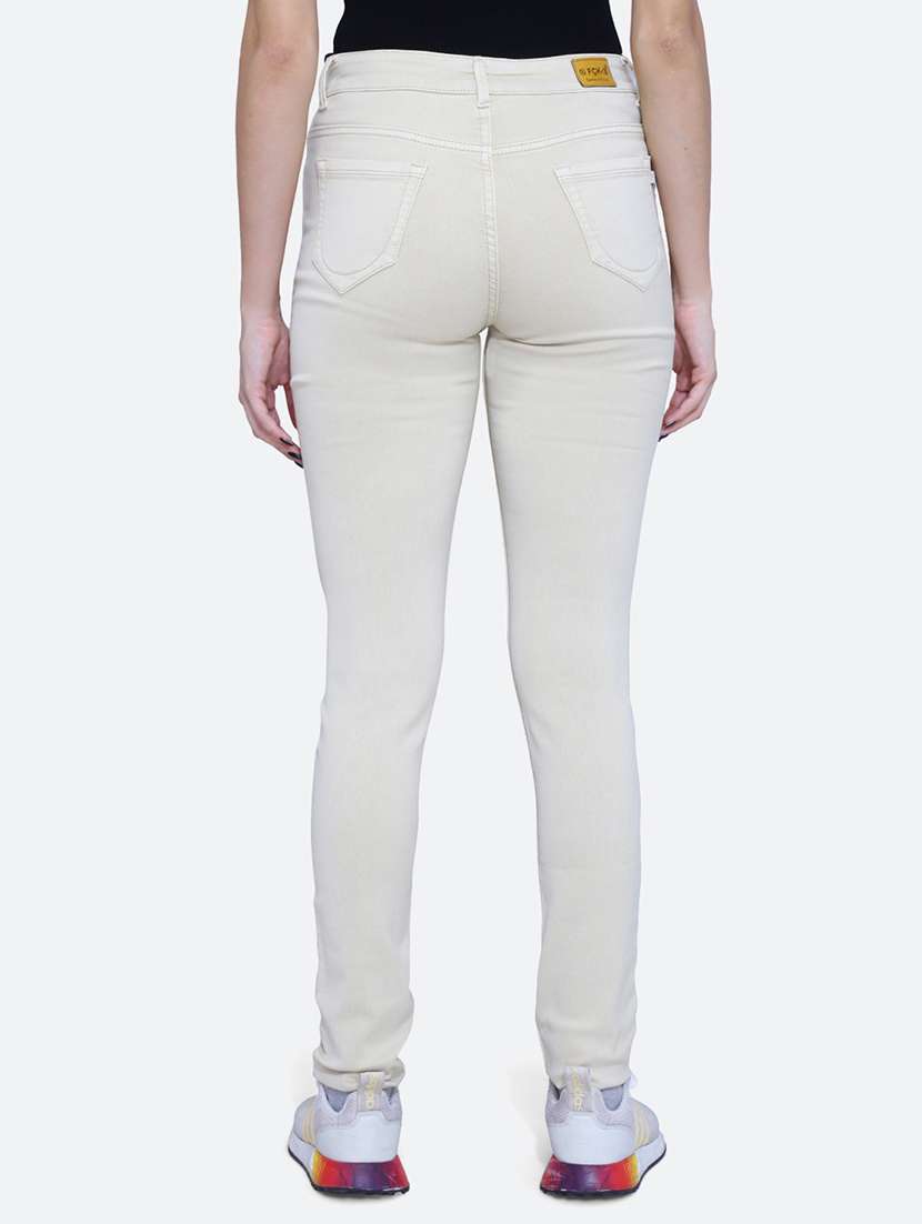 women solid white denim jeans - 21059535 -  Standard Image - 3