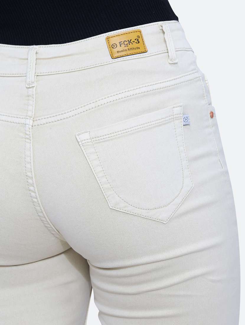 women solid white denim jeans - 21059535 -  Standard Image - 5
