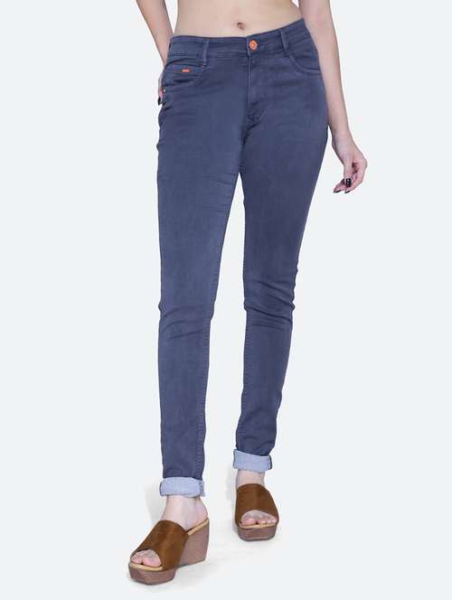 women solid blue denim jeans - 21059547 -  Standard Image - 0